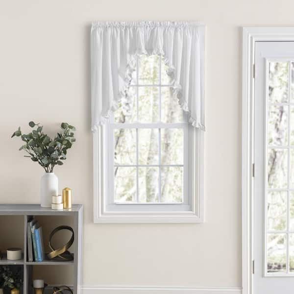 Ellis Curtain Classic Narrow 38 in. L Polyester/Cotton Ruffled Swag in White