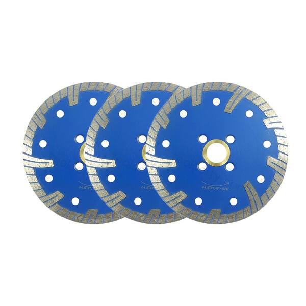 Unbranded 4.5 in. Continuous Rim for Cutting Granite, Concrete and Brick Turbo Diamond Blade Dry/Wet Use (3-Piece Pack)