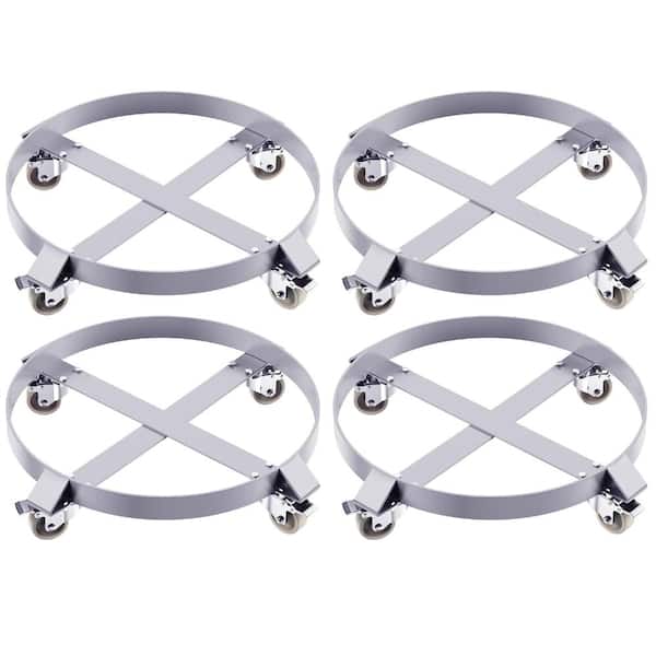 55 Gallon Steel Drum Dolly, Heavy Duty 1000lbs Capacity, Barrel Dolly Cart Drum Caddy for 55 Gallon Drum, 4 Pack