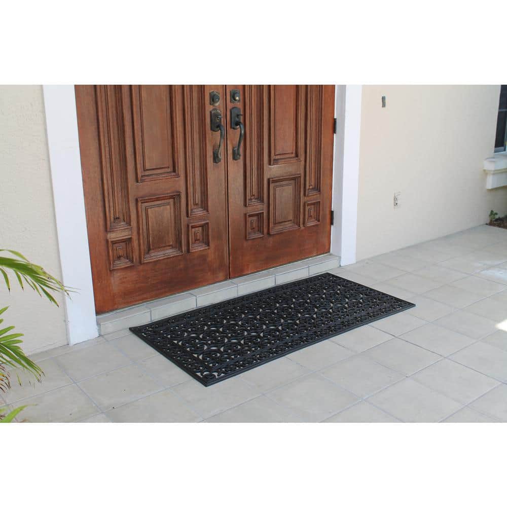 Large Black Rubber Outdoor Decorative Door Mat