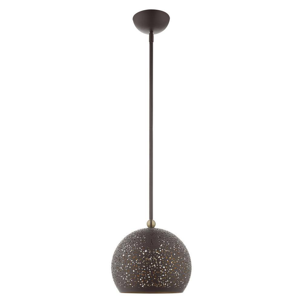 Bronze and Antique Brass 1-Light Globe Pendant
