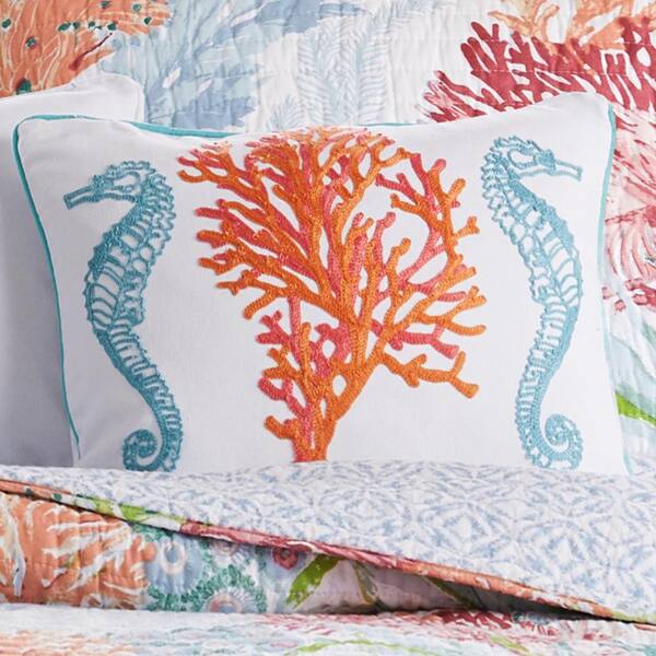 Levtex Home Sunset Bay Sea Horses Coral Pillow