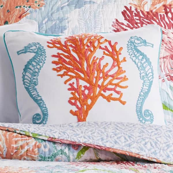 Levtex Home Sunset Bay Sea Horses Coral Pillow