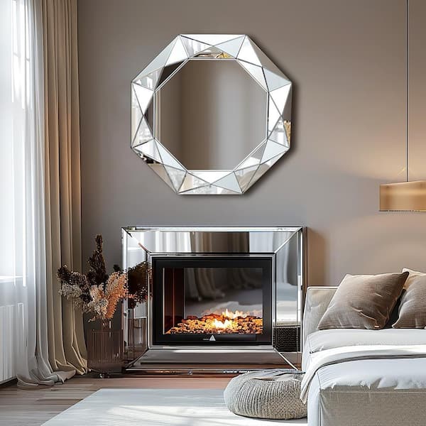 h♡ LuxenHome 31.5 in. W x 31.5 in. H Glass Octagon Frame Accent