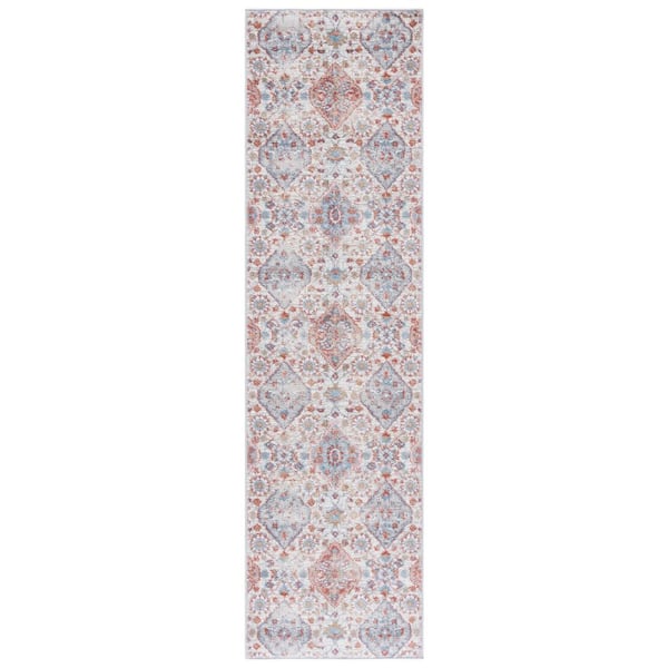 Shivan 2 ft. x 7 ft. Ivory/Rust Diamond Distressed Runner Rug