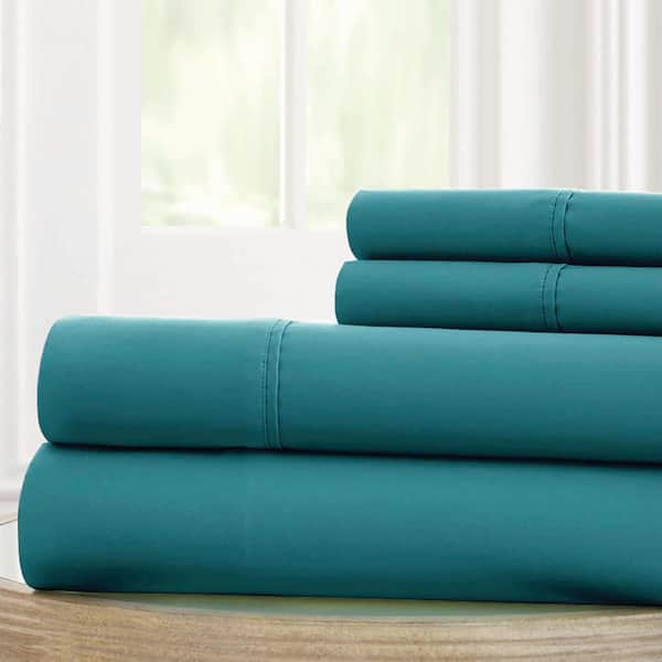 MODERN THREADS 1800 Series 100 GSM 4-Piece Teal Solid Microfiber Queen Sheet Set