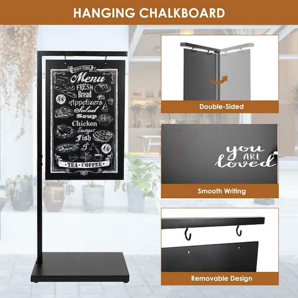 Afoxsos 1-Pack Double-Sided Hanging Chalkboard Sign Board with