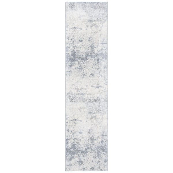 Brentwood 2 ft. x 22 ft. Gray/Ivory Abstract Runner Rug