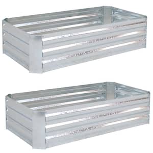 48 in. Silver Rectangular Galvanized Steel Raised Beds (2-Pack)