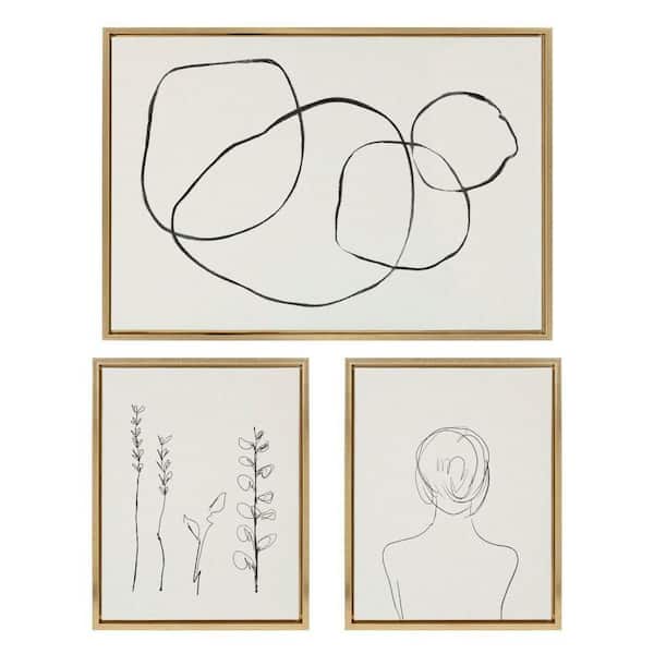 Kate and Laurel Sylvie Going in Circles by Teju Reval of SnazzyHues 3 Piece Framed Art Print 23 in. x 33 in.