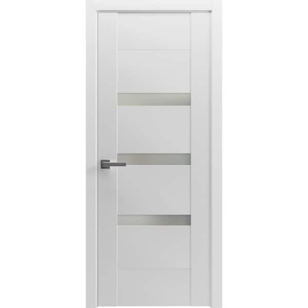 6900 28 in. x 84 in. Left-Hand/Inswing Solid Frosted Glass White Single Prehung Interior Door with Hardware