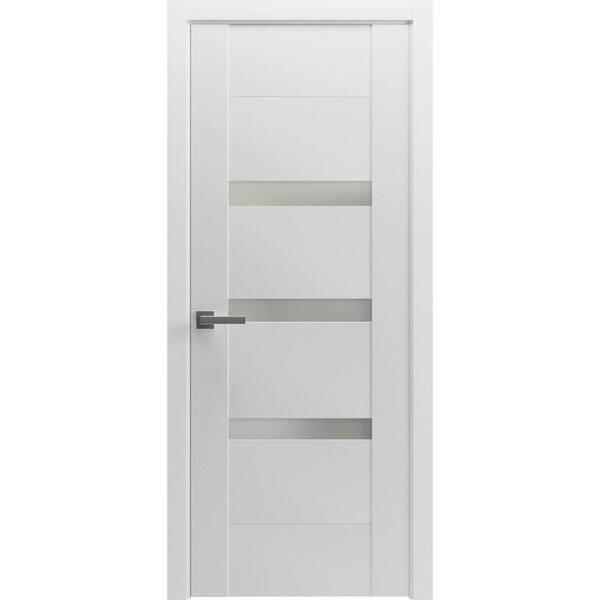 6900 18 in. x 96 in. Right-Hand/Inswing Solid Frosted Glass White Single Prehung Interior Door with Hardware