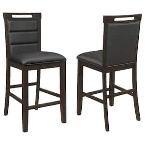 Prentiss 26.75 in. Black and Cappuccino Wood Frame Upholstered Counter Height Chair (Set of 2)