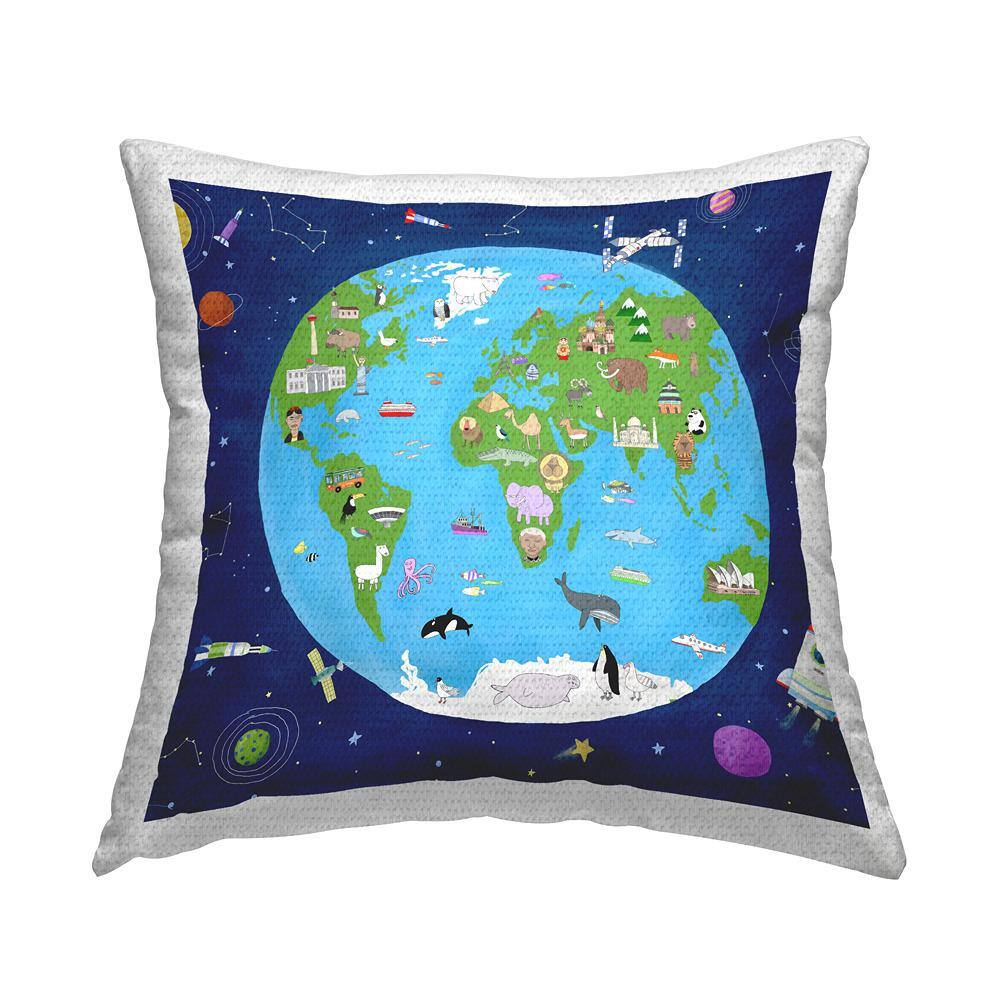 Animals and Global World Landmarks Blue Square Outdoor Throw Pillow price history on PriceWatchPro