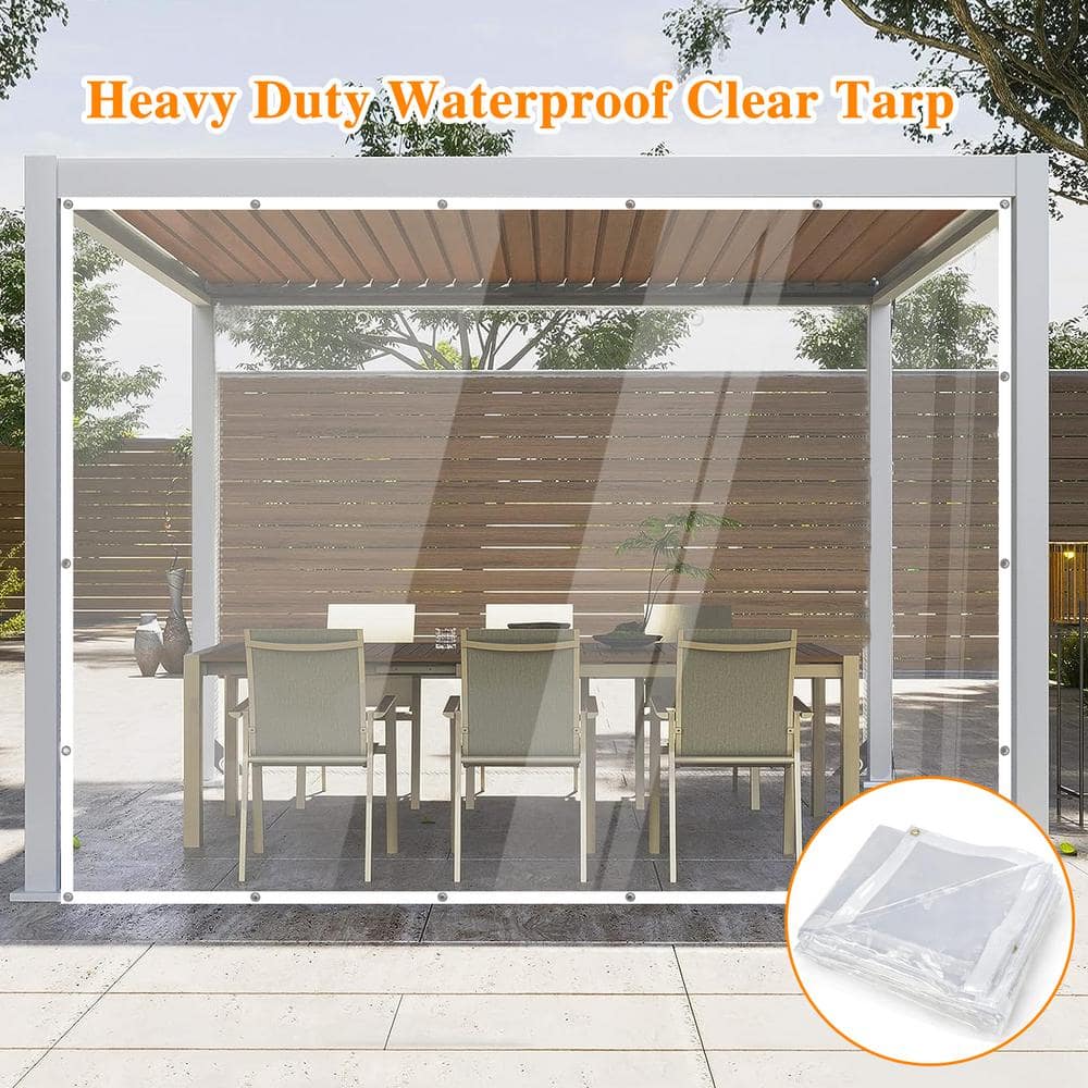 Agfabric 8 ft. x 12 ft. Clear Tarp Heavy Duty Waterproof