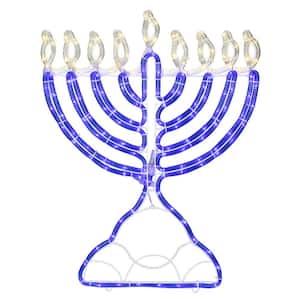 23 in. Warm White LED Rope 156-Light Menorah Commercial Hanukkah Decoration