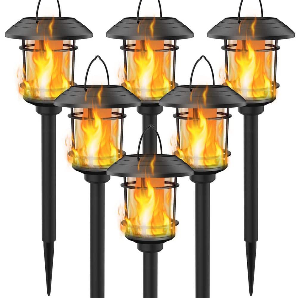 6-Pack Solar Flame Torch Lights Outdoor, Dual Use Flickering Flame Garden Light, Hanging Lantern Lights price history on PriceWatchPro