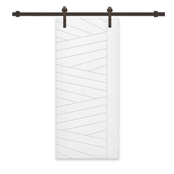 CALHOME 24 in. x 80 in. White Painted Composite MDF Paneled Interior Sliding Barn Door with Hardware Kit
