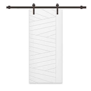 24 in. x 84 in. White Stained Composite MDF Paneled Interior Sliding Barn Door with Hardware Kit