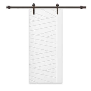 30 in. x 80 in. White Stained Composite MDF Paneled Interior Sliding Barn Door with Hardware Kit