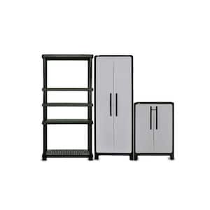 ECO 90.9 in. W x 74.4 in. H x 18.1 in. D 1-Medium and 2-Large 11 Shelves Freestanding Cabinets in Black and Gray