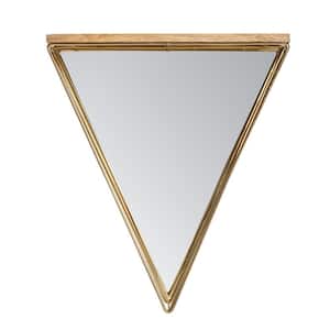 18 in. x 16 in. Modern Novelty Framed Gatana Metallic Gold Shelf Triangle Accent Mirror