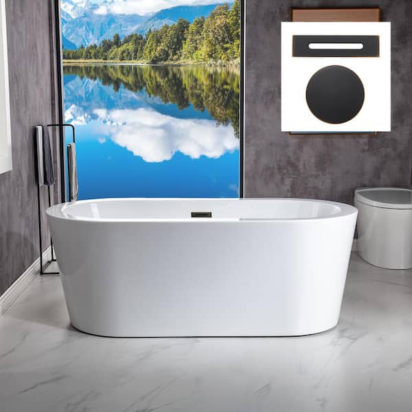 Woodbridge Montego 59 In. Acrylic Freestanding Bathtub With Drain And 