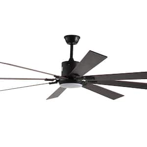 72 in. Indoor Black LED Ceiling Fan with Light, 8-Wooden Blades, Remote Control, Dimmable, Adjustable Color Temperature