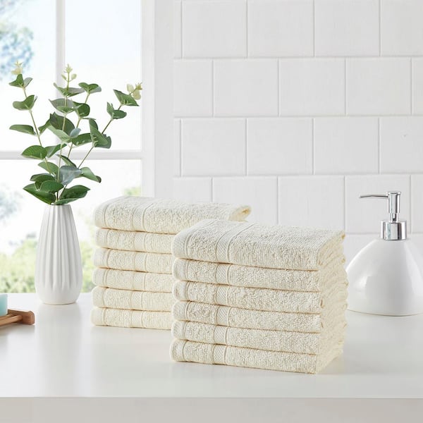 Clorox Bleach Friendly 100% Cotton Quick Dry 2-Bath, 2-Hand, 2-Washcloth  6-Piece Towel Set, Ivory MSI008825 - The Home Depot