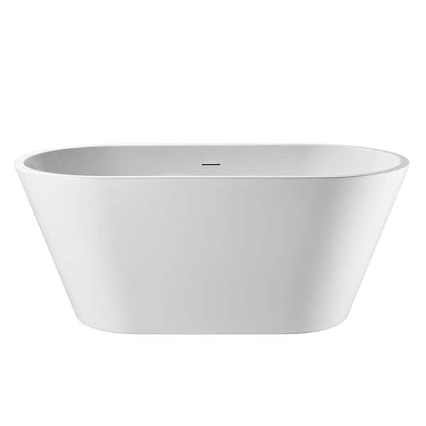 67 in. x 31.1 in. Acrylic Double Ended Soaking Bathtub with Chrome Overflow and Drain Included in Glossy White