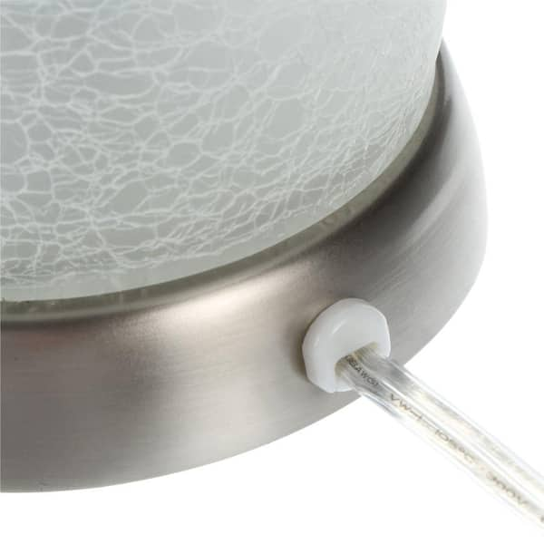 Hampton Bay - 8.5 in. Brushed Nickel Accent Lamp with Frosted Crackled Glass Shade