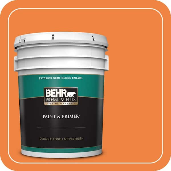 BEHR PREMIUM PLUS 5 gal. #P220-7 Construction Zone Semi-Gloss Enamel Exterior Paint & Primer