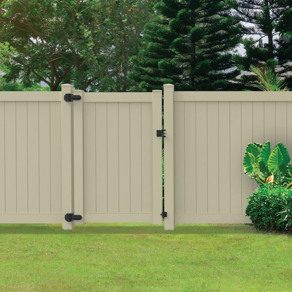 Barrette Outdoor Living Linden 5 in. x 5 in. x 9 ft. Sand Vinyl Routed Fence End/Gate Post