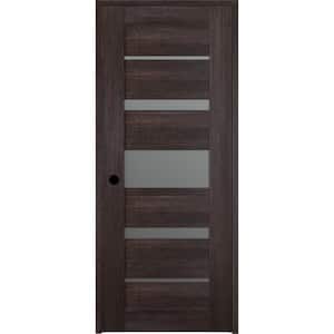 Vona 07-03 18 in. x 80 in. Right-Hand 5-Lite Frosted Glass Veralinga Oak Solid Core Wood Single Prehung Interior Door