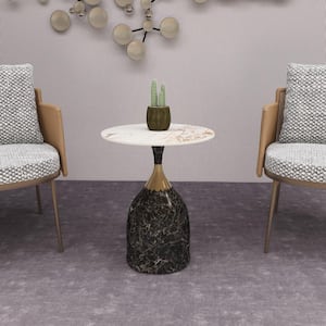 Sintered Stone Side Table Modern Accent Table with Stainless Steel Base Chic End Table Oslo Series in Marbled Brown