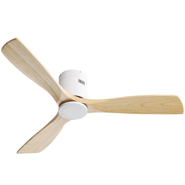 RCCFBHM Light Pro 52 in. Indoor White Ceiling Fan with 3 Solid Wood,Fan Blade,Reversible DC Motor Remote Control For Living Room