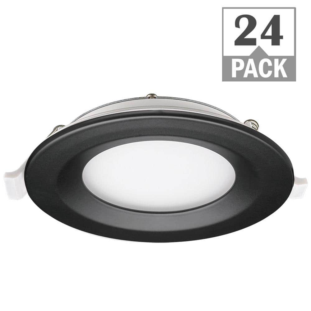 4 in. Adjustable CCT Integrated LED Canless Recessed Light Black Trim Kit 6