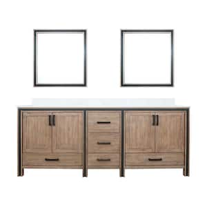 Ziva 84 in W x 22 in D Rustic Barnwood Double Bath Vanity, Cultured Marble Top and 34 in Mirrors