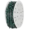 Green Christmas Light Socket Stringer Wire – 10' To 100', 12" Spacing, C9/E17 Base, UL Listed