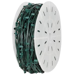 500 ft. C9/E17 Christmas Light Socket Stringer Spool with 12 in. Spacing, Green Wire