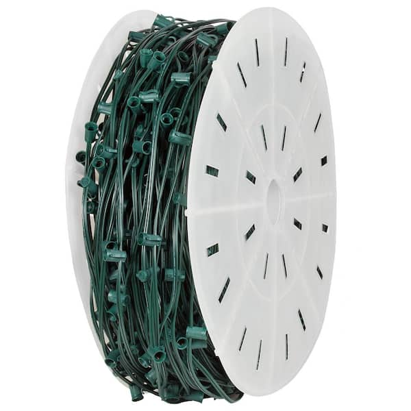 Wintergreen Lighting 500 ft. C9/E17 Christmas Light Socket Stringer Spool with 12 in. Spacing, Green Wire