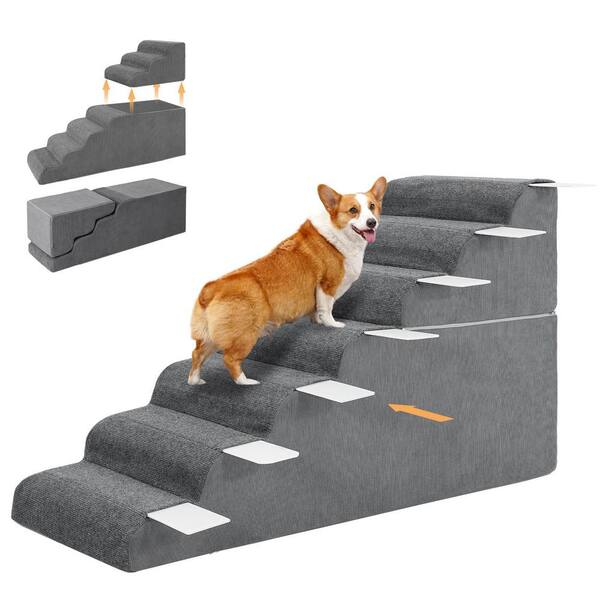thumbnail image 2 of Foldable Plastic Dog Steps With Carpet – Tan/Grey For High Beds & Small Dogs 2 of 5