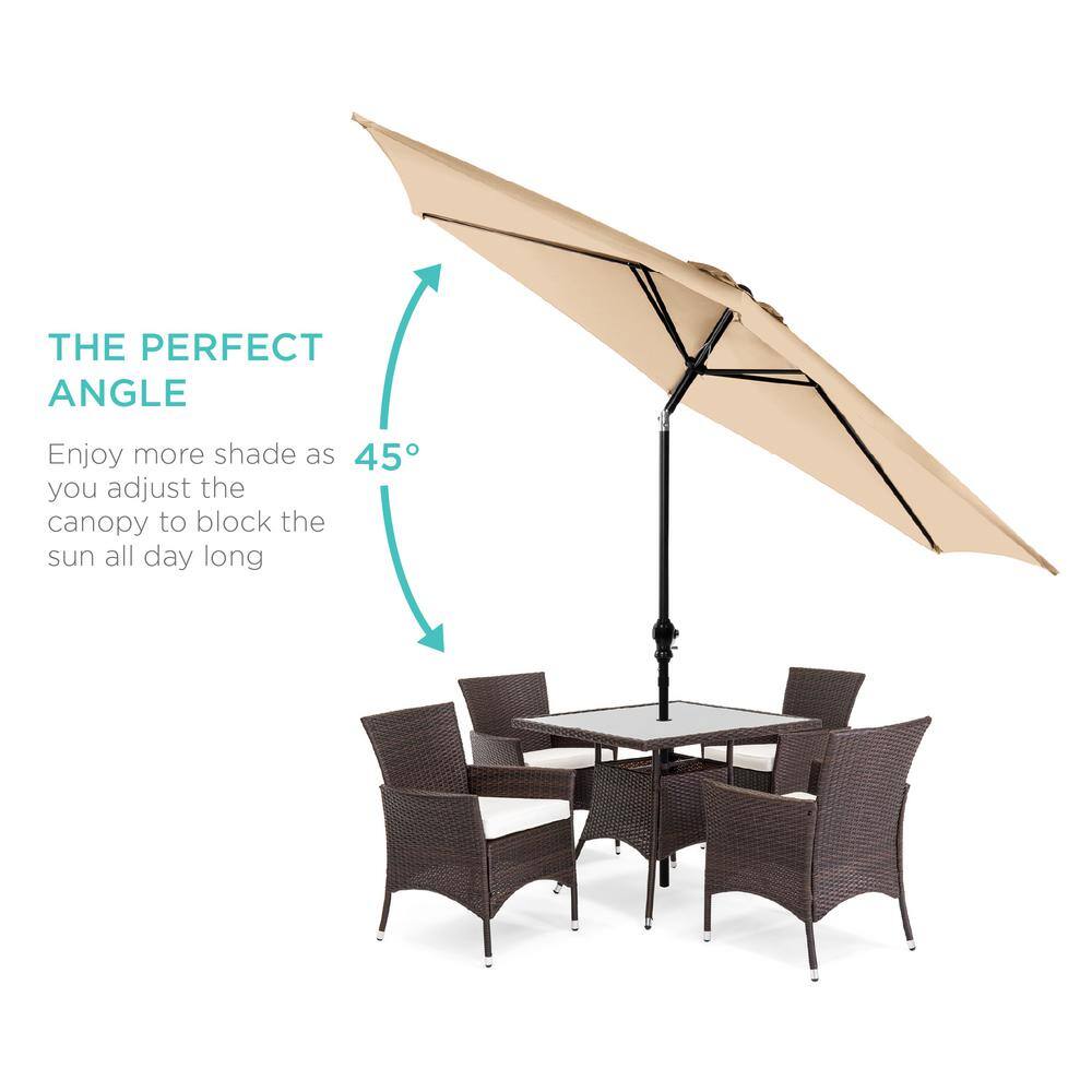 Sand 10ft Steel Outdoor Market Patio Umbrella with Crank and Tilt