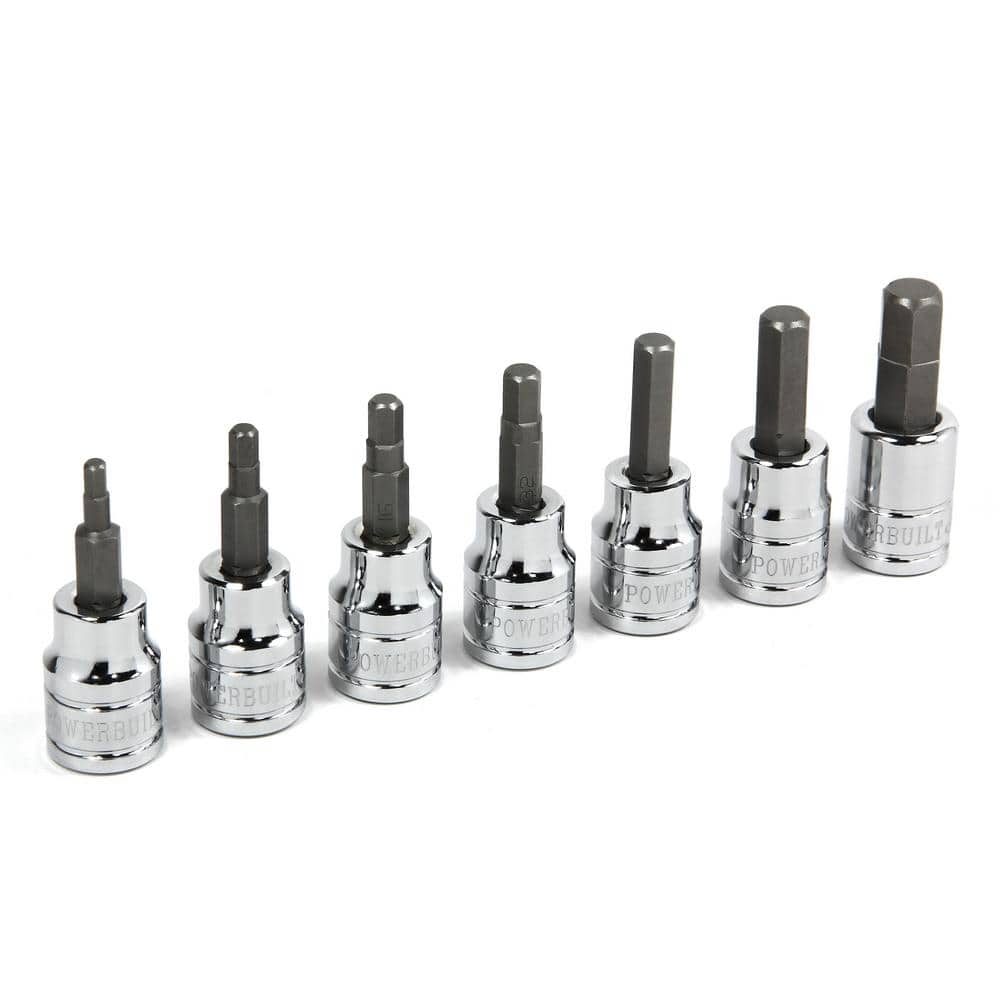 7 Piece 3/8 Inch Drive SAE Hex Bit Socket Set