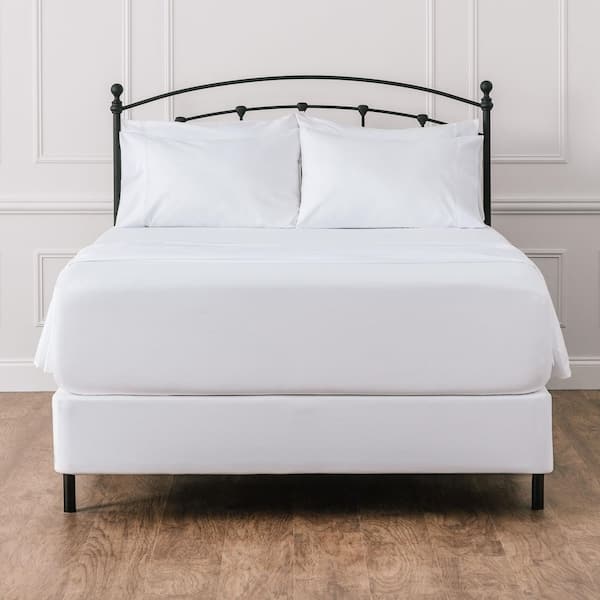 CHANASYA 4-Piece White Solid Color Botanical Vine Embossed Microfiber Bedsheets Set, Queen