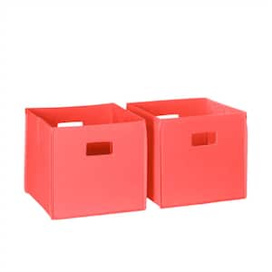 10 in. H x 10.5 in. W x 10.5 in. D Coral Fabric Cube Storage Bin 2-Pack