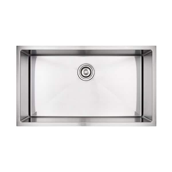 LUXIER 33 in. Undermount Single Bowl 18-Gauge Stainless Steel Kitchen Sink with R10 Corner