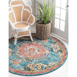 Penrose Alexis Blue 6 ft. x 6 ft. Round Rug