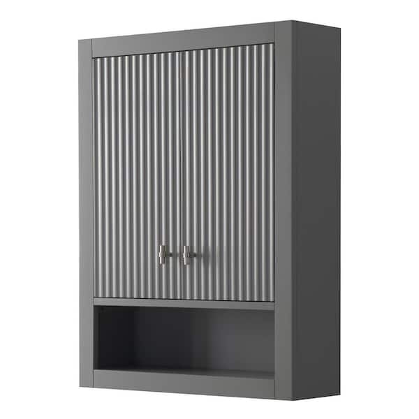Laval 24 in. W x 8 in. D x 33 in. H Bathroom Storage Wall Cabinet in Linear Cashmere Gray, Assembled