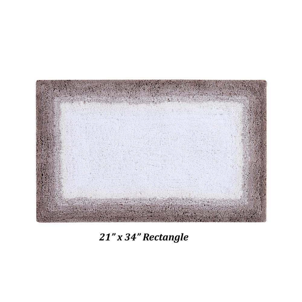 Beige and White Cotton 4-Piece Bathroom Rug Set